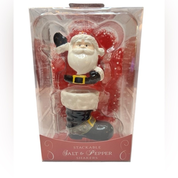 Grasslands Road Other - NIB - Grasslands Road Stackable Salt & Pepper Shakers - Santa and Boot
